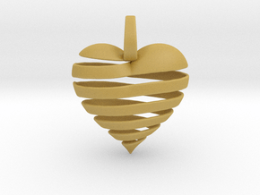 Ribbon Heart Pendant in Tan Fine Detail Plastic