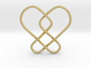 2 Hearts Knot Pendant in Tan Fine Detail Plastic