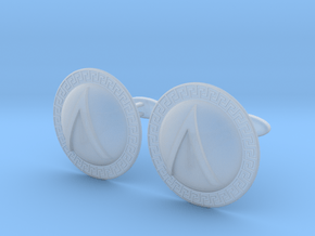 Spartan Shield Cufflinks in Clear Ultra Fine Detail Plastic