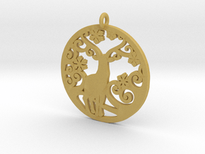 Deer-Circular-Pendant-Stl-3D-Printed-Model in Tan Fine Detail Plastic