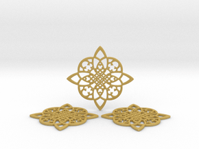3 Fractal Coasters in Tan Fine Detail Plastic
