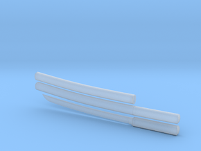 Wakizashi - 1:12 scale - Curved blade - Plain in Clear Ultra Fine Detail Plastic
