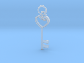 Cute Cosplay Charm - Heart Key (with links) in Clear Ultra Fine Detail Plastic