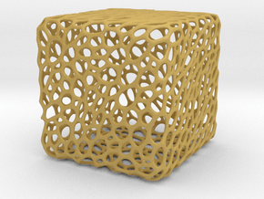Cube Voronoi Free 3d Print Model by KTkaRAJ in Tan Fine Detail Plastic