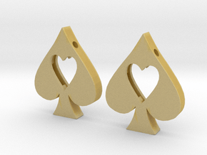 Ace Cutouts - Heart/Spade Earrings in Tan Fine Detail Plastic
