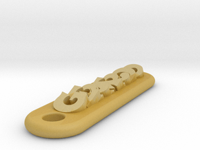 GERARDO Personalized keychain embossed letters in Tan Fine Detail Plastic