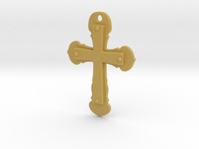 Double cross pendant in Tan Fine Detail Plastic