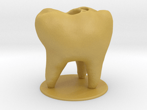 Tooth Toothbrush Holder in Tan Fine Detail Plastic