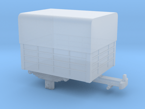 Single-axle H0e / 009 trailer in Clear Ultra Fine Detail Plastic
