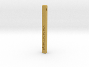 Vertical Bar Customized Pendant "I can do hard" in Tan Fine Detail Plastic
