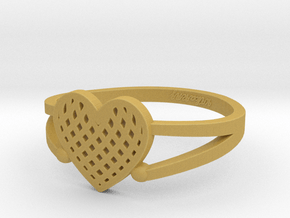 KTFRD04 Filigree Heart Geometric Ring design 3D Pr in Tan Fine Detail Plastic