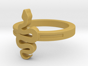 KTFRD06 Filigree Snake Geometric Ring design 3D in Tan Fine Detail Plastic