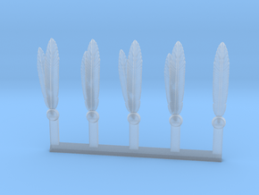 Knight Scale Long Feathers Sprue of 5 in Clear Ultra Fine Detail Plastic