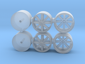 1/64 scale dually wheels in Clear Ultra Fine Detail Plastic
