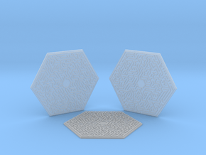 3 Hexagonal Maze Coasters in Clear Ultra Fine Detail Plastic