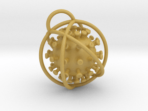 Coronavirus Pendant amulet in Tan Fine Detail Plastic