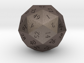 Pentakis Dodecahedral 60-sided die in Polished Bronzed Silver Steel