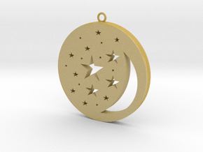 Moon and Stars Pendant in Tan Fine Detail Plastic