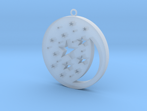 Moon and Stars Pendant in Clear Ultra Fine Detail Plastic