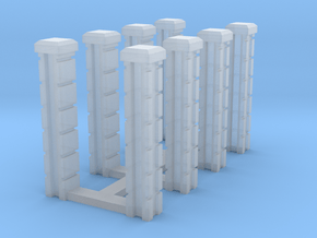Rod Iron Fence - 90 deg Corner Columns. in Clear Ultra Fine Detail Plastic
