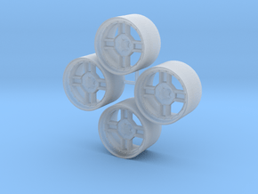 18'' Rotiform RBQ wheels in 1/24 scale in Clear Ultra Fine Detail Plastic