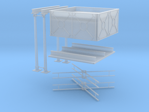 Small english style H0 scale water tank in Clear Ultra Fine Detail Plastic