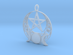 Triple moon Open knotwork pentagram pendant in Clear Ultra Fine Detail Plastic