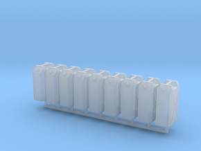 1/24 MILITARY 22lt PLASTIC WATER JERRY CAN 8 PACK in Clear Ultra Fine Detail Plastic
