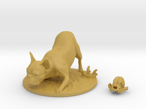 The Frenchie in Action Pose with Skull in Tan Fine Detail Plastic