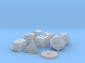 Polyset Dice - Scribble Font - Vertical D% in Clear Ultra Fine Detail Plastic
