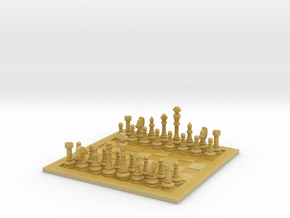 1:20 Scale Chess Board with Pieces in Tan Fine Detail Plastic