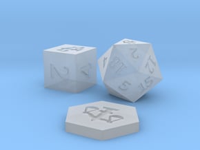 D2 D6 D20 - Justice Scales Symbol Logo in Clear Ultra Fine Detail Plastic