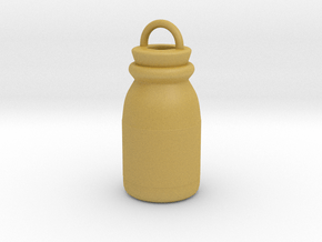 Milk Glass Bottle Keychain in Tan Fine Detail Plastic