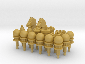 Chess Toppers 16 plus extra queen in Tan Fine Detail Plastic