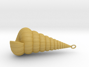 Clamshell - Mollusc Shell Charm 3D Model - Pendant in Tan Fine Detail Plastic