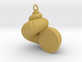 Cockleshell - Snail Mollusc Charm 3D Model Pendant in Tan Fine Detail Plastic