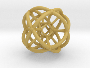 4d Geometric Bead - Hypersphere Math Art Pendant 3 in Tan Fine Detail Plastic
