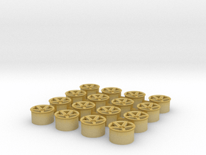 Custom 1:64 Wheels - S64-12 - 8mm - 5 Lug in Tan Fine Detail Plastic