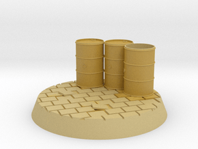40mm Cobble Base With Drums in Tan Fine Detail Plastic