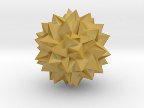 04. Great Inverted Snub Icosidodecahedron - 1 In in Tan Fine Detail Plastic