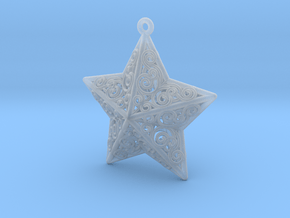 Filligree Christmas star ornament in Clear Ultra Fine Detail Plastic