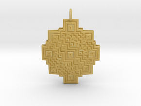 Square fractal Mandala pendant in Tan Fine Detail Plastic