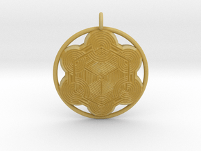 Hexagonal mandala pendant in Tan Fine Detail Plastic