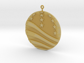 US Stars & Bars - Christmas Decoration Disk in Tan Fine Detail Plastic
