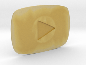 Youtube Play Button Gold in Tan Fine Detail Plastic