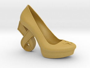 Right Cancer Ribbon High Heel in Tan Fine Detail Plastic