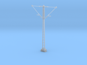Catenary mast with double arms 70 mm - (1:32) in Tan Fine Detail Plastic