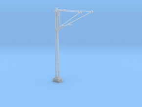 Catenary mast with 2 arms, 95 & 120 mm left (1:32) in Clear Ultra Fine Detail Plastic
