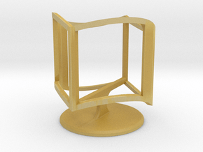 Wireframe Ambiguous Cube with Stand in Tan Fine Detail Plastic