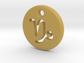 Capricorn Necklace Charm in Tan Fine Detail Plastic